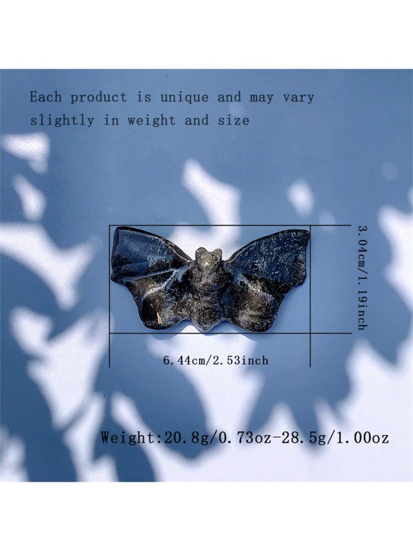 1pc Random Color Natural Crystal Carved Bat Figurine; Great Decoration For Halloween