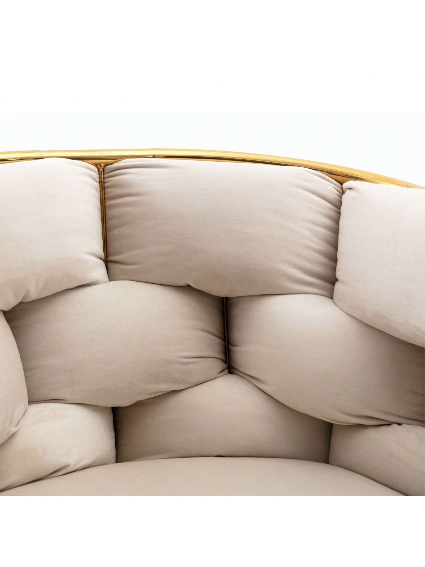 OSQI Modern Simple Leisure Velvet Single Sofa Chair Bedroom Lazy Person Household Dresser Stool Manicure Table Back Chair Beige