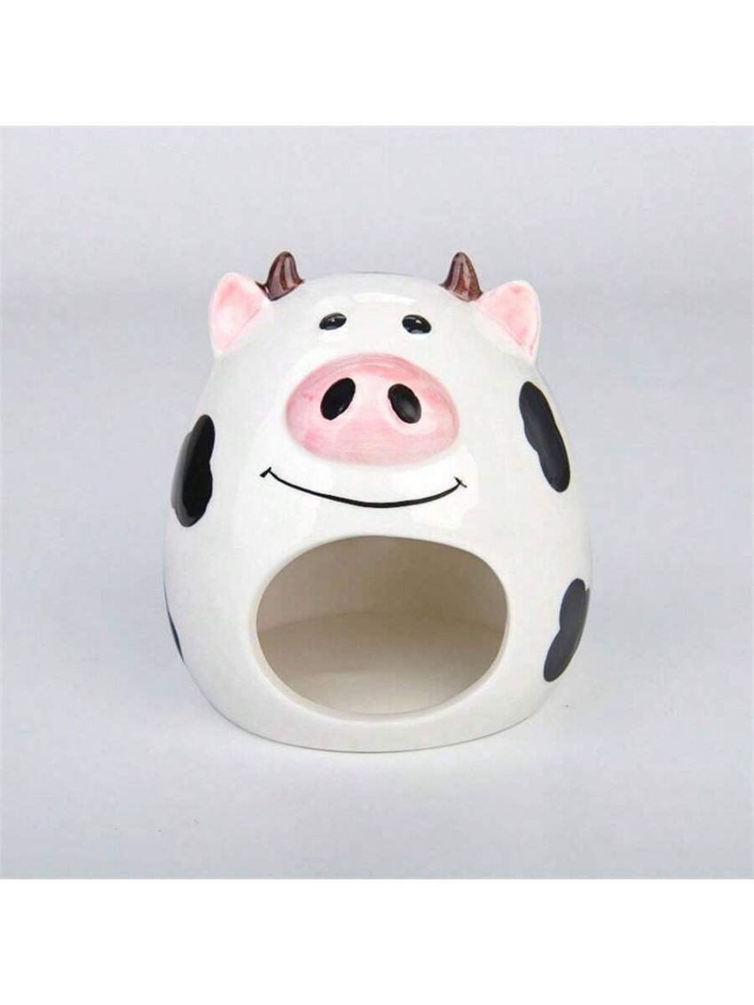 1pc Cartoon Cow Style Ceramic Cooling Hamster Nest For Pet Hamster, Four Seasons Available