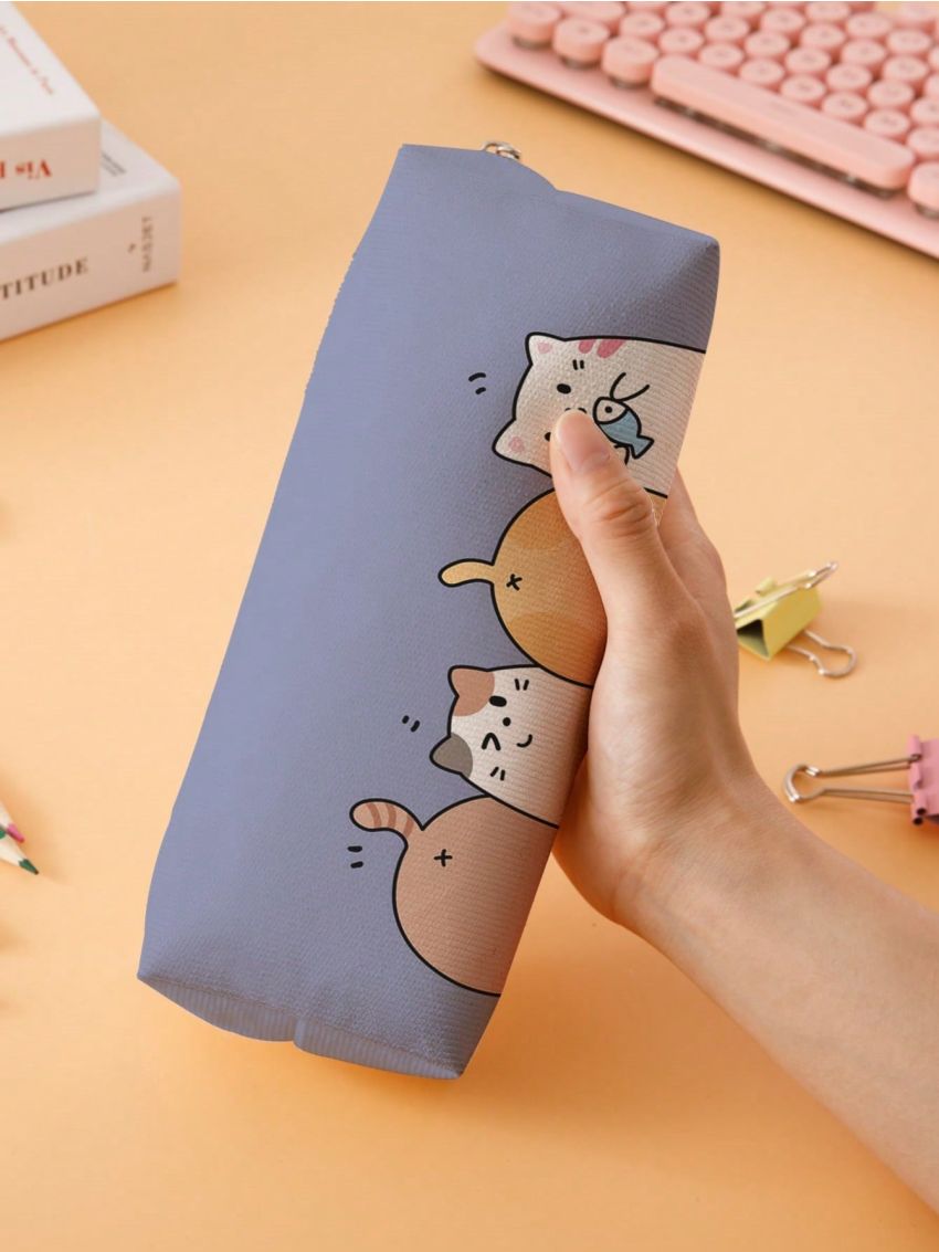 1pc Cartoon Cat Pattern Pencil Case