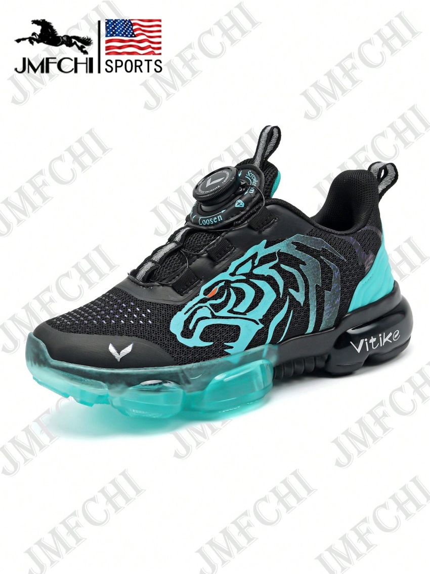 JMFCHI Kids Black and Blue Running Shoes Lightweight Breathable Boys and Girls Athletic Shoes Buckle