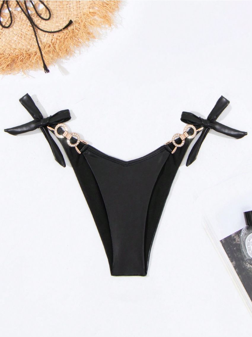 SHEIN Swim Basics Women'S Chain Decoration V-Waist Swimsuit Bottom