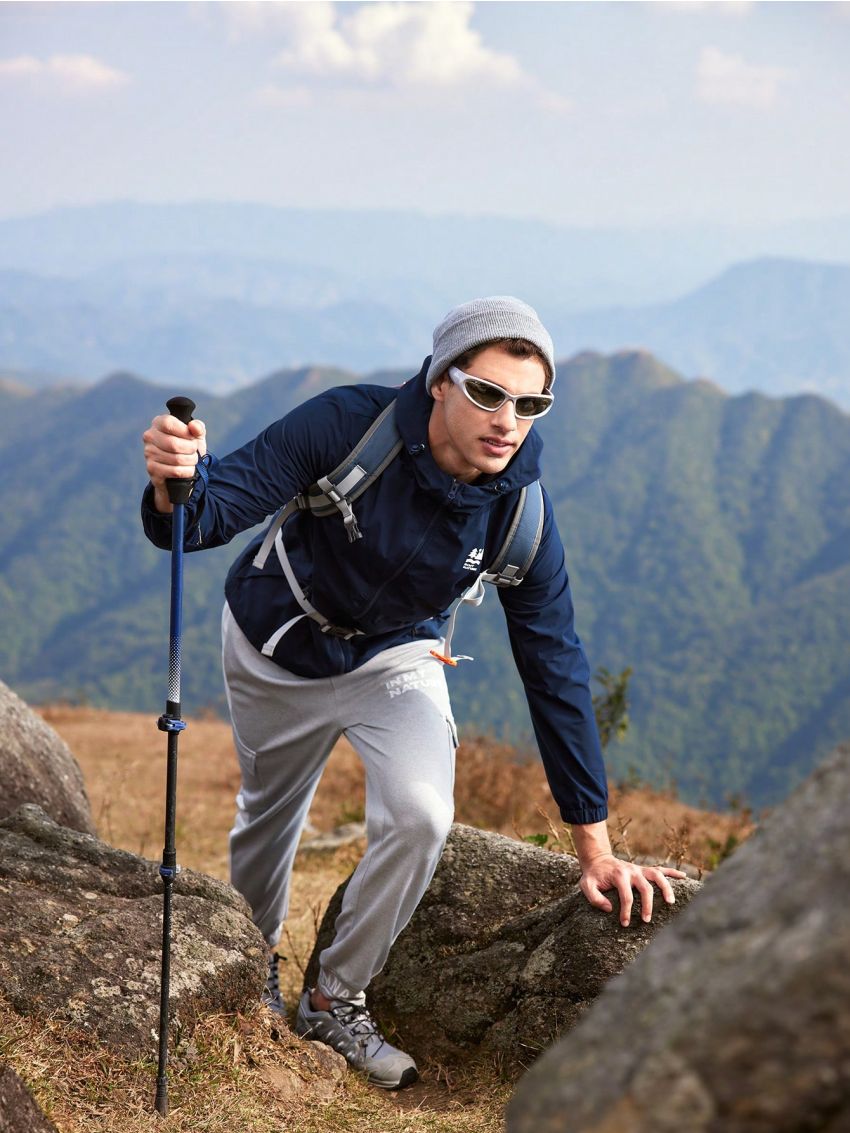 In My Nature Men's Hooded Soft Shell Jacket With Small Print