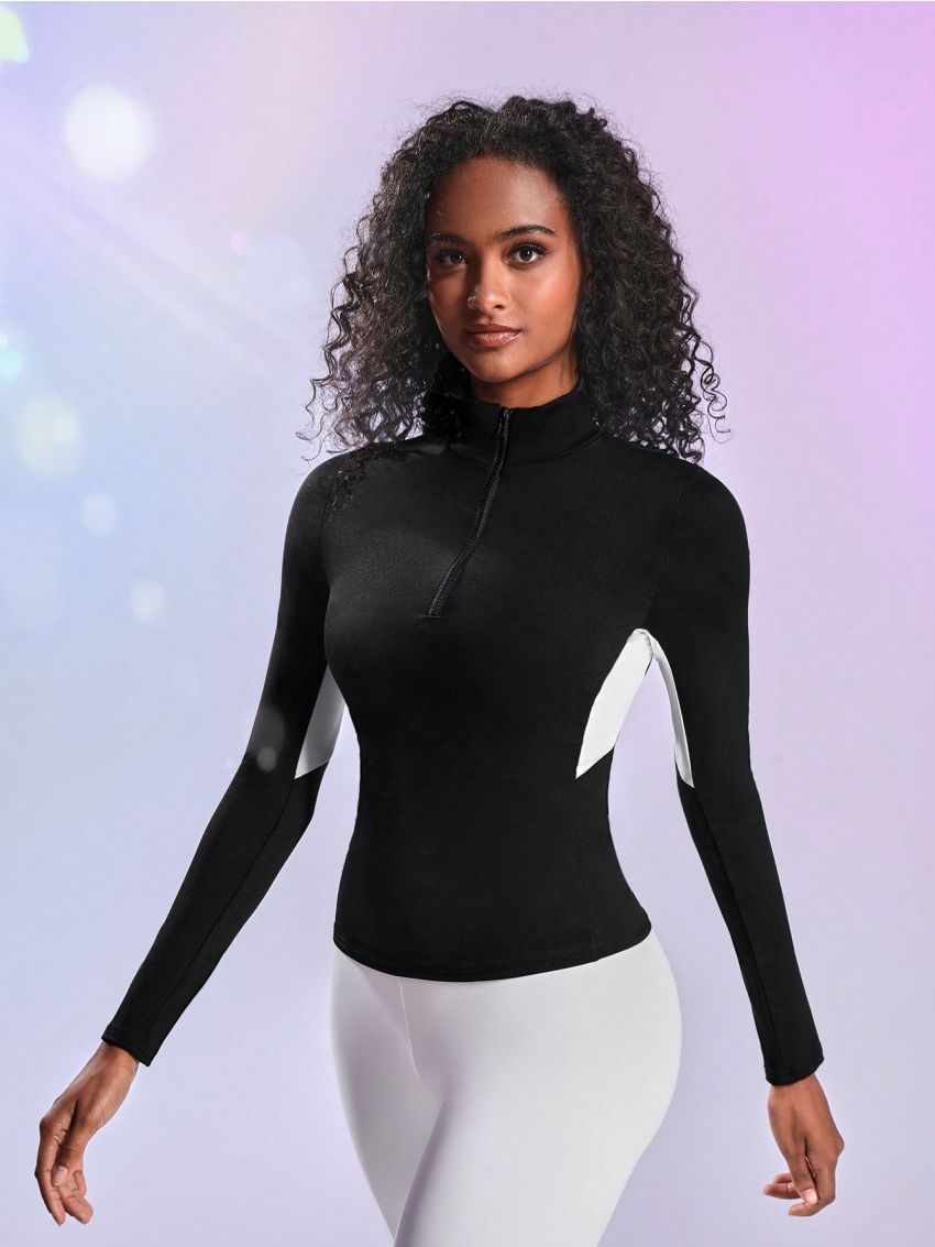 SHEIN Leisure Women's High Neck Long Sleeve Sports Sweatshirt