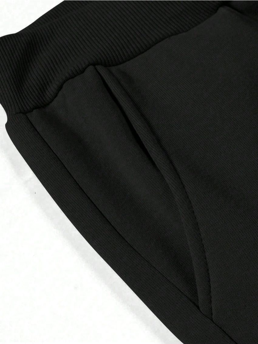 Men Plus Solid Slant Pocket Drawstring Waist Sweatpants