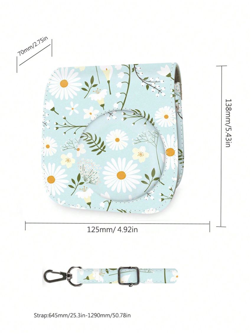 Protective Camera Case for Fujifilm Instax Mini 12/11/9/8/8+ Instant Camera, Premium Vegan Leather Bag Cover Printer Case Gift Outdoor Circular