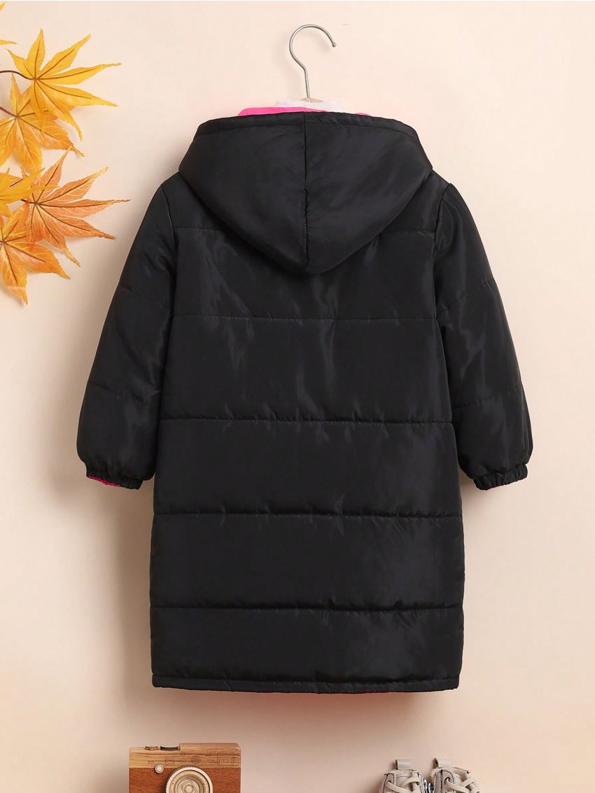 SHEIN Young Girl Zip Up Hooded Puffer Coat