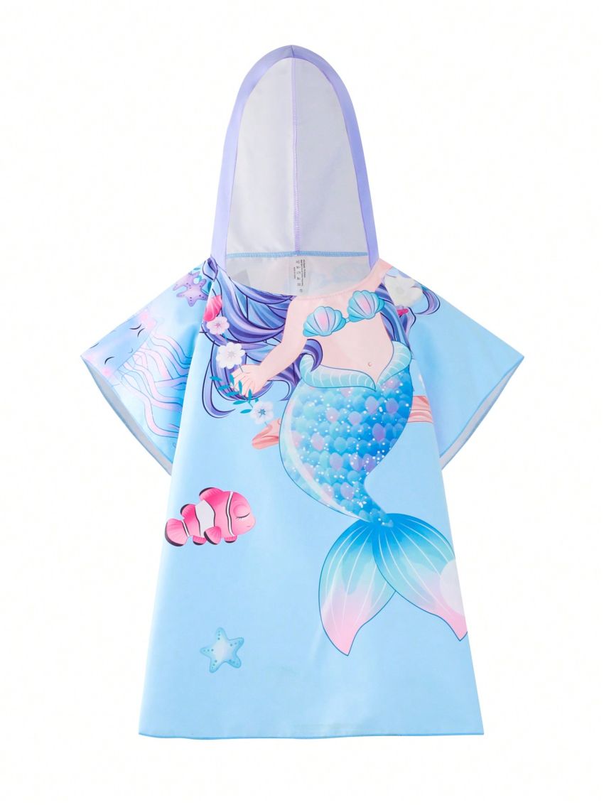 Girls (Little) Mermaid Print Hooded Cover Up