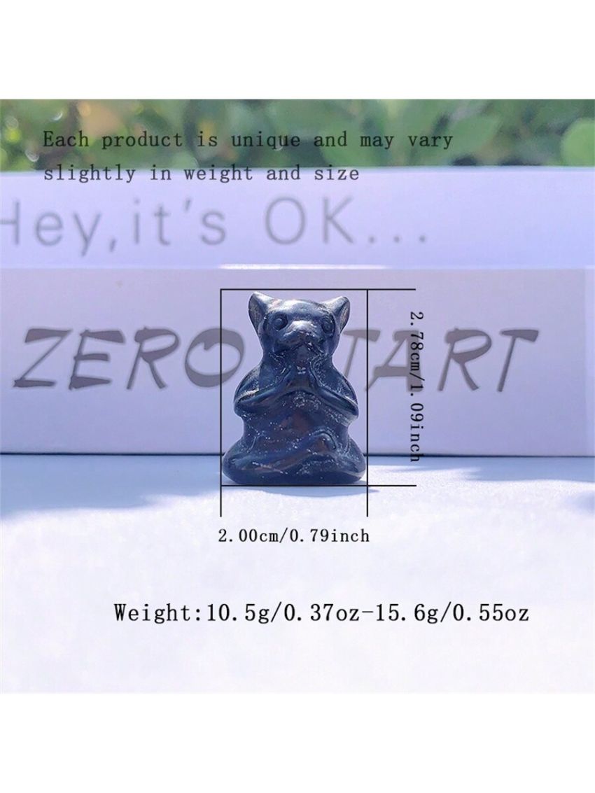 1pc Random Color Natural Crystal Carved Bear Ornament, Natural Stone, May Have Irregular Cracks And Small Chips