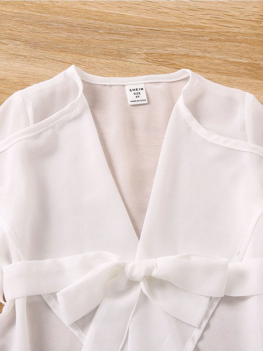 SHEIN Kids EVRYDAY Little Girls' Casual Ruffle Trimmed Coat