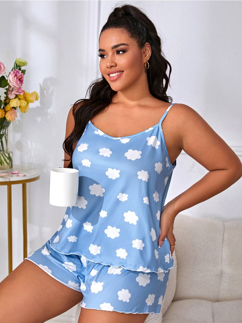 Plus Cloud Print Cami Top & Shorts PJ Set
