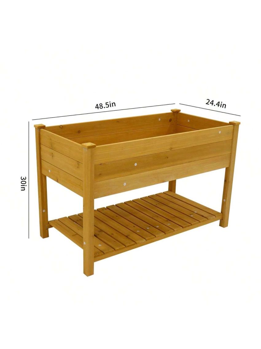Raised Garden Bed,Planter Box with Legs & Storage Shelf Wooden Elevated Vegetable Growing Bed for Flower/Herb/Backyard/Patio/Balcony