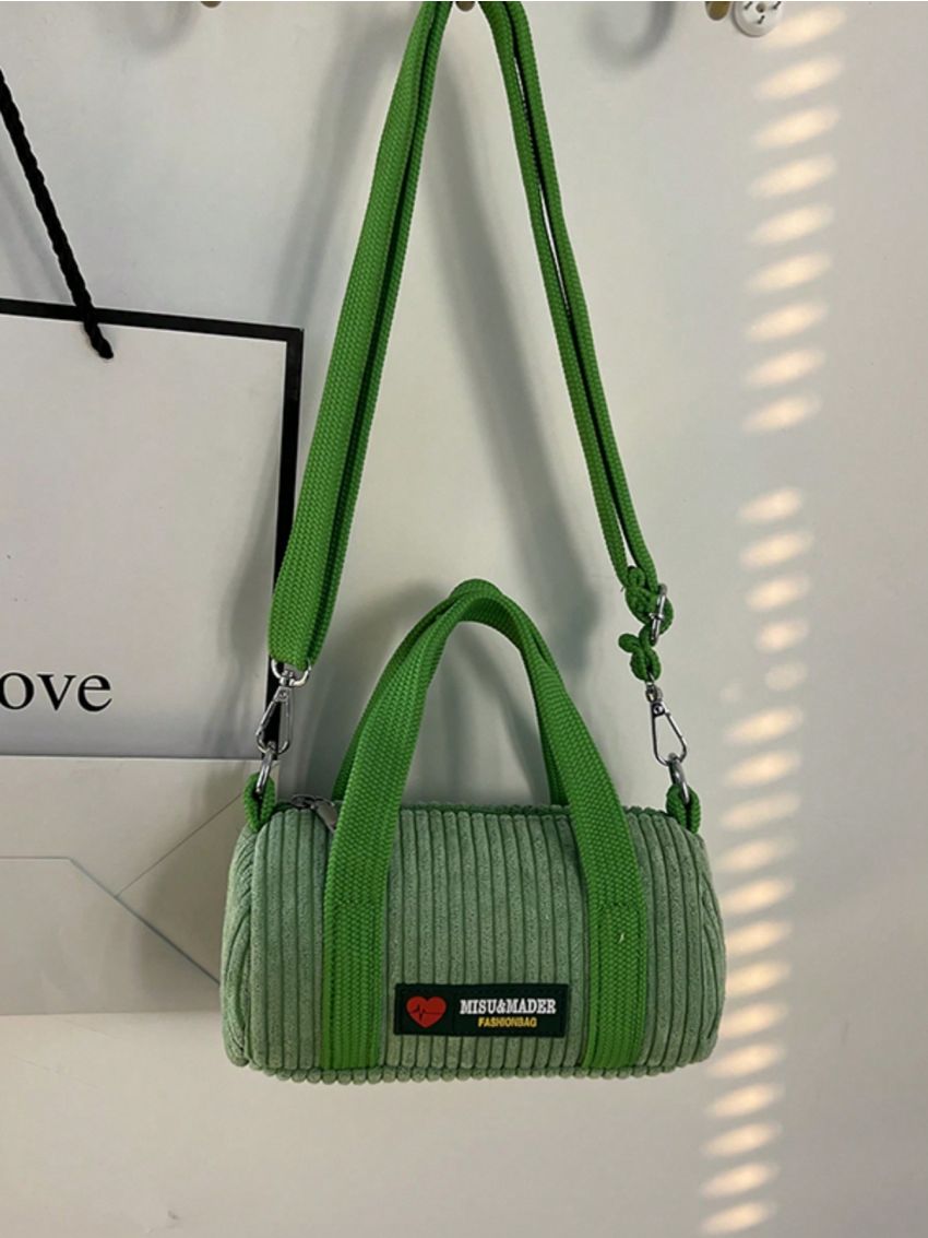 Fashionable & Simple Green Corduroy Women's Handbag