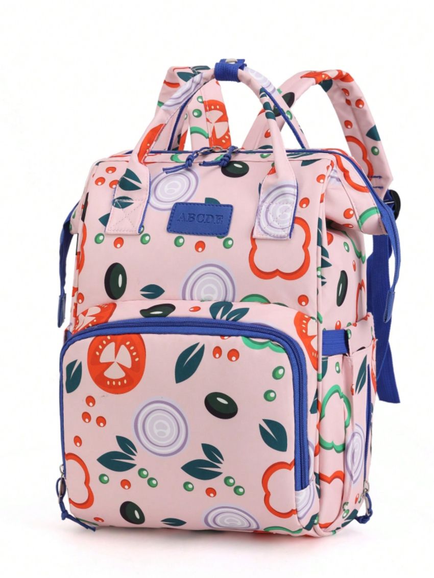 1pc Stylish Pink Maternity Backpack Diaper Bag With Large Capacity, Portable & Hangable On Stroller, For Baby Care