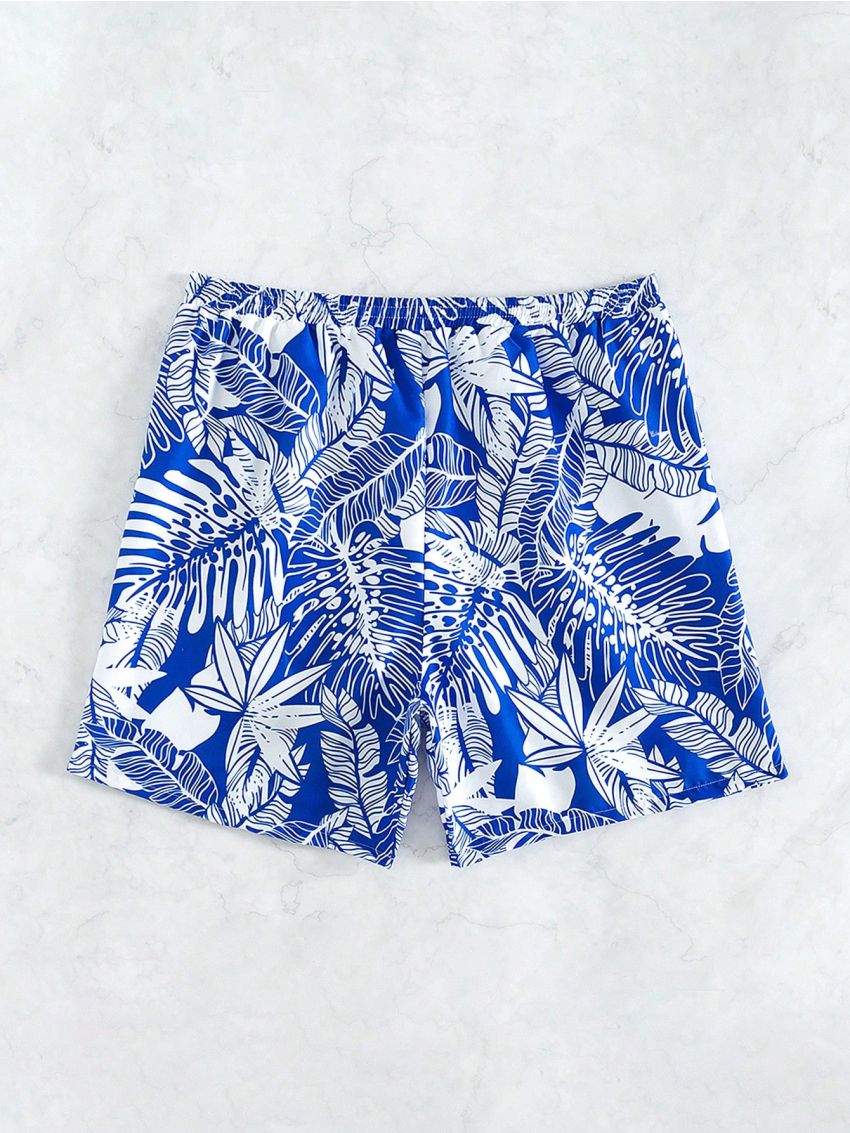 Manfinity Men'S Tropical Printed Drawstring Waist Shorts