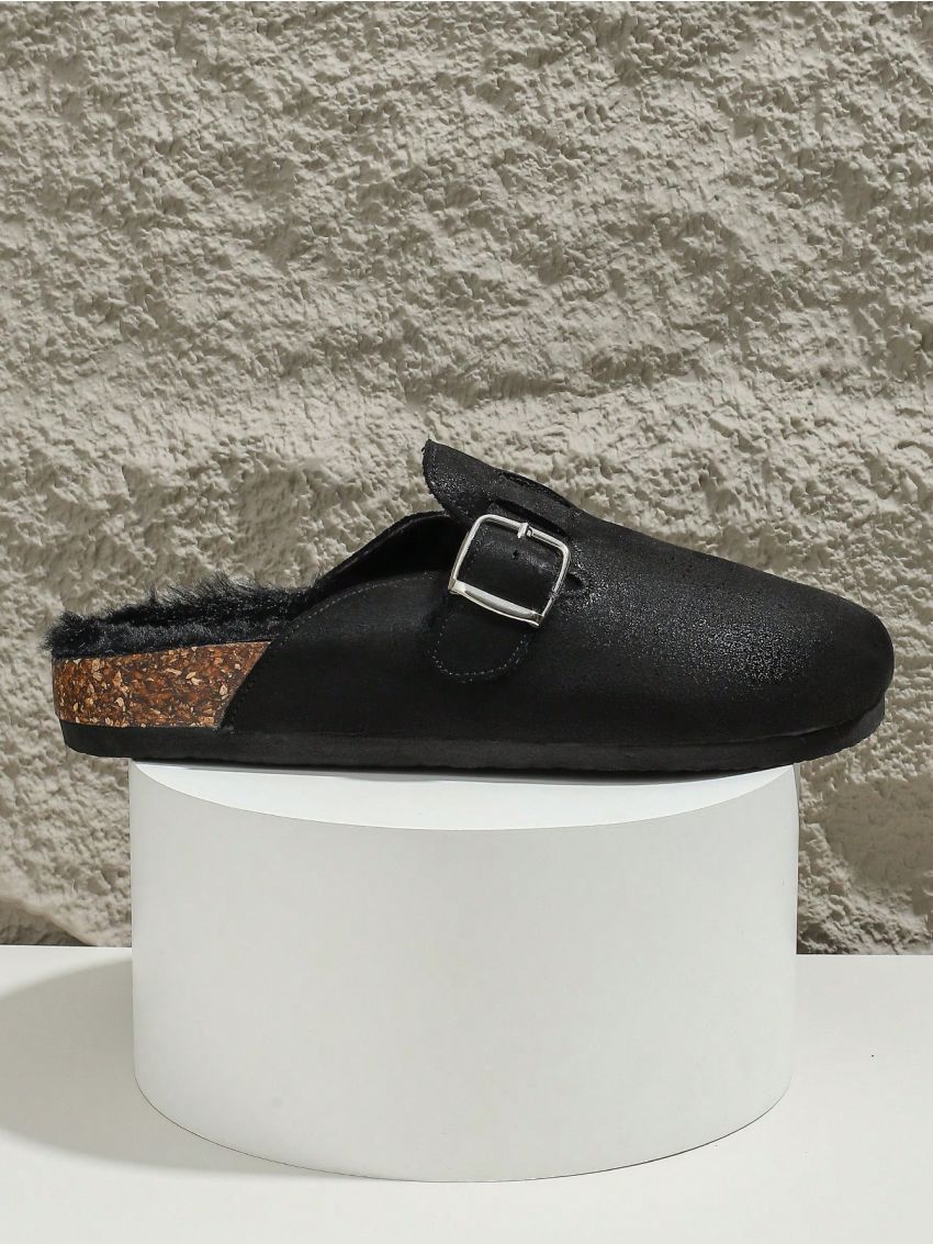 Styleloop Women's Buckle Decor Flat Slides