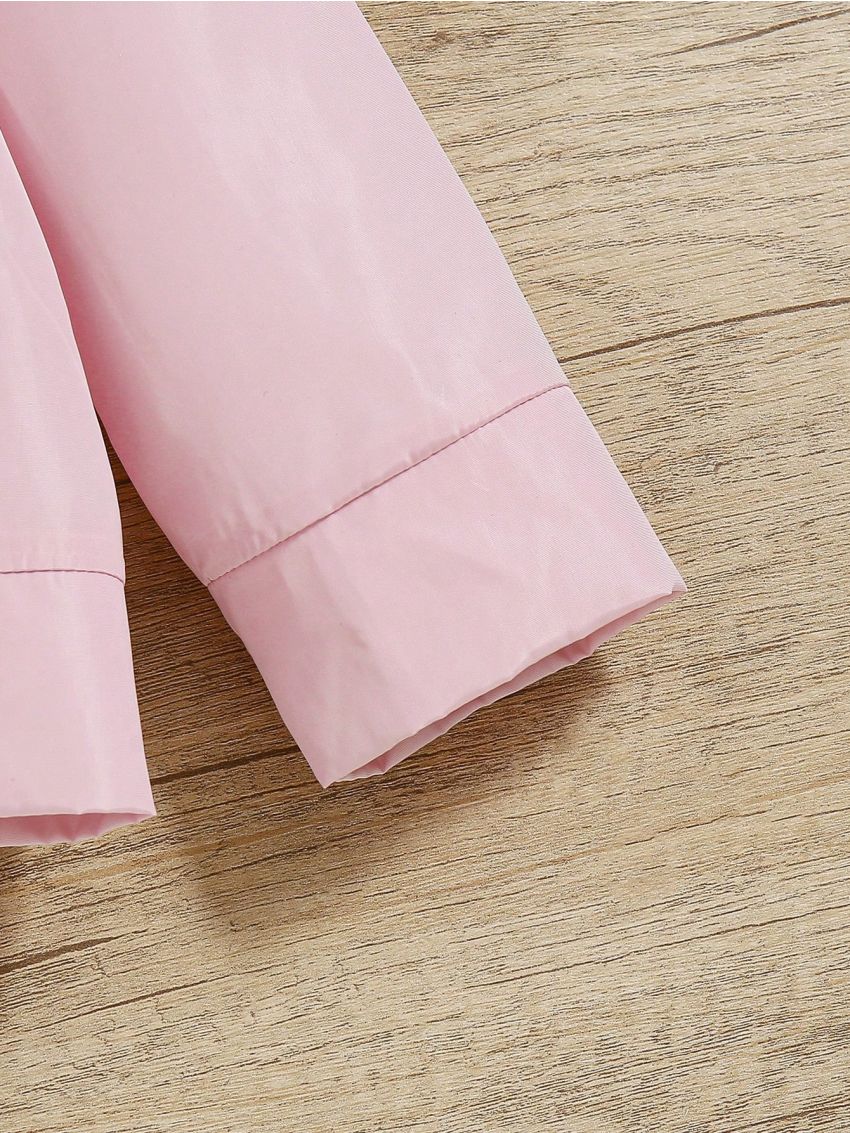 SHEIN Baby Girl Casual Pink Ruffle Trimmed Long-Sleeve Hooded Wind Jacket
