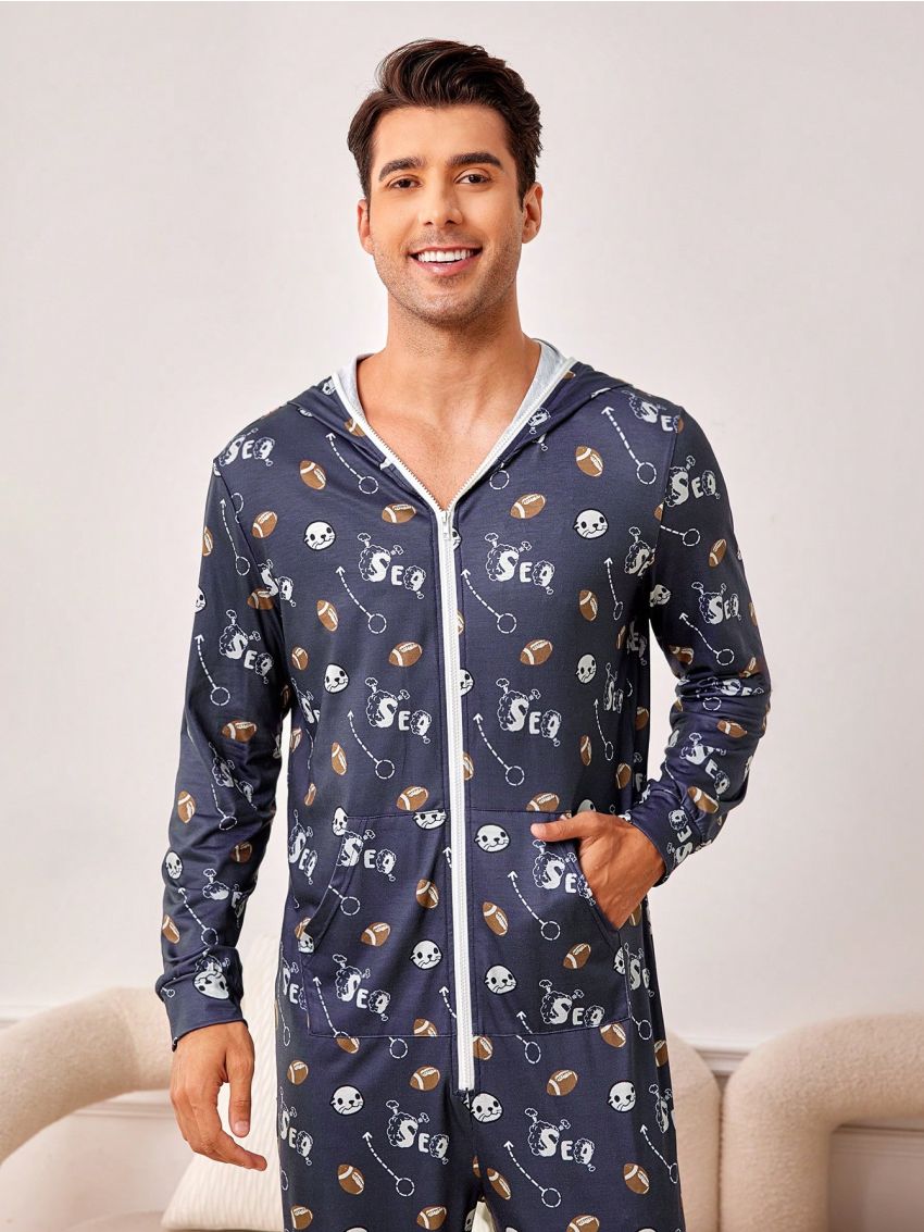 Men's Rugby Print Home Wear