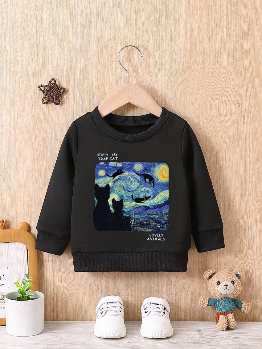 Baby Oil Painting Print Sweatshirt