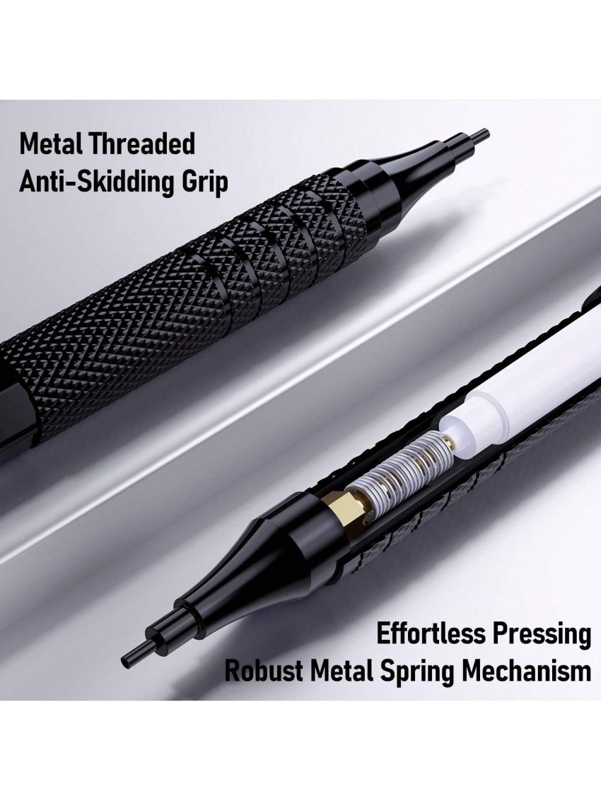 Mechanical Pencil Set Black, 3PCS Metal Lead Pencils 0.5, 0.7, 0.9MM & 2PCS 2MM Art Drafting Pencil Set (4B 2B HB 2H Color) with 420PCS Refills for Writing Sketching Drawing