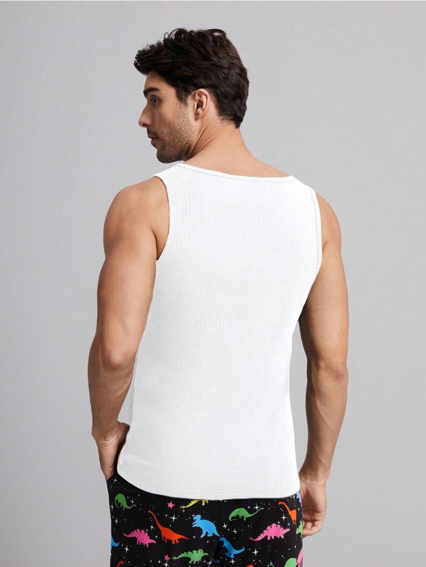 SHEIN Men Solid Ribbed Knit Lounge Top
