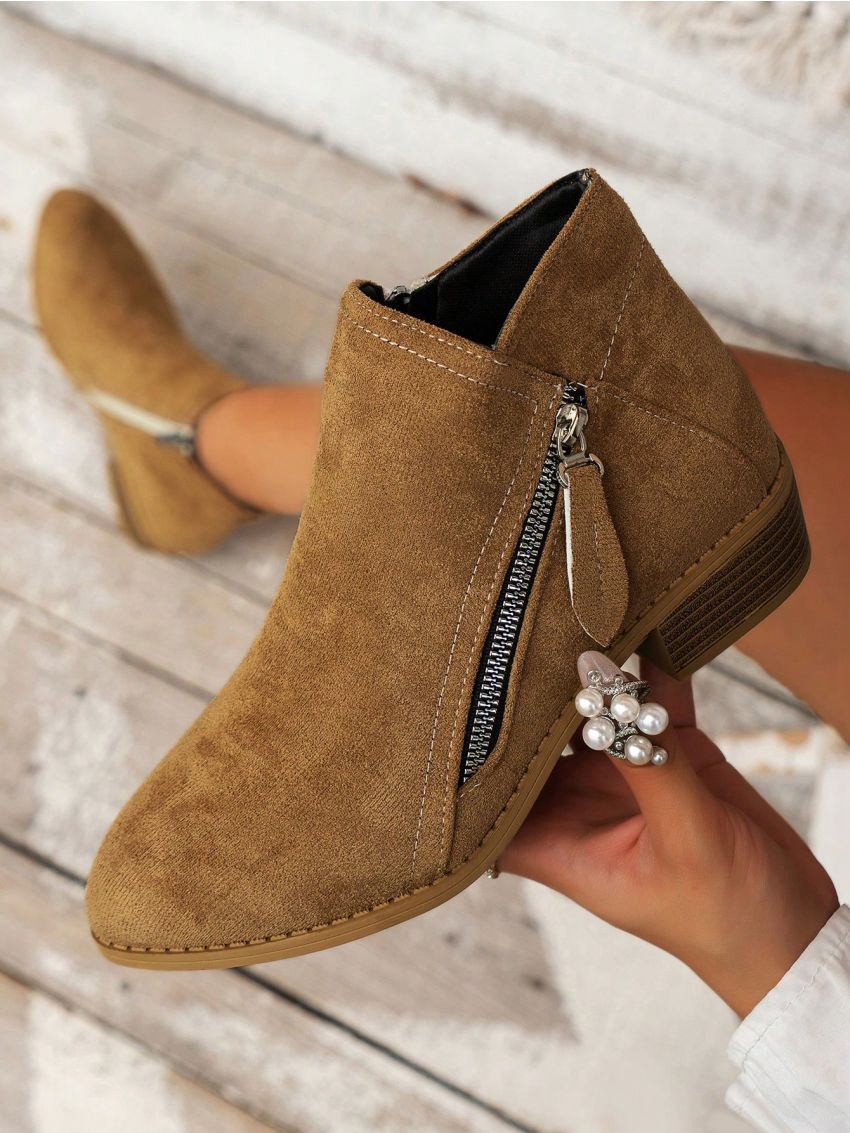 Elegant Women's Rubber Fashion Boots With High Slimming Effect & Slip-proof Double Zip Decoration Design, Classic & Chic, Suitable For Halloween Black Friday Parties, Wedding, Holiday, And Other Formal Or Casual Occasions In Fall/winter