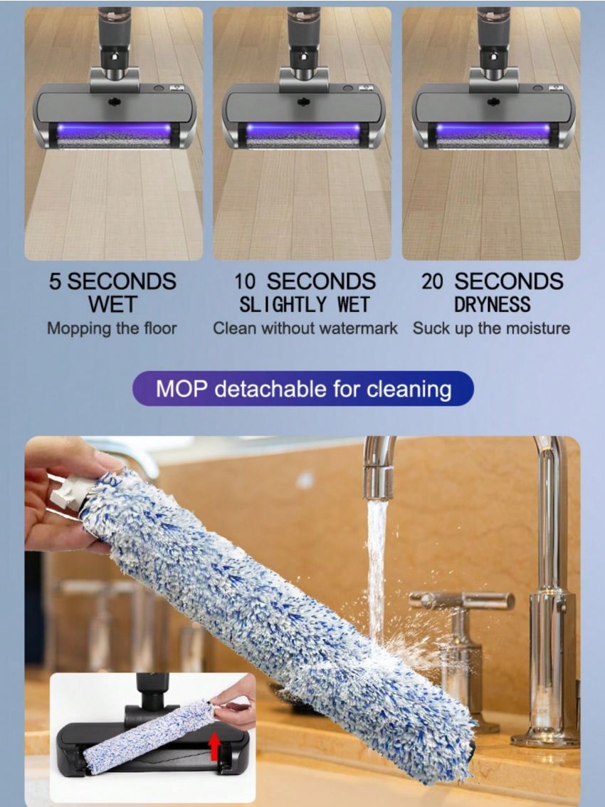 1pc Smart Floor Cleaning Machine, Three-in-one Electric Mop, Vacuum And Dust Cleaner, Wireless Self-cleaning Mop For Home