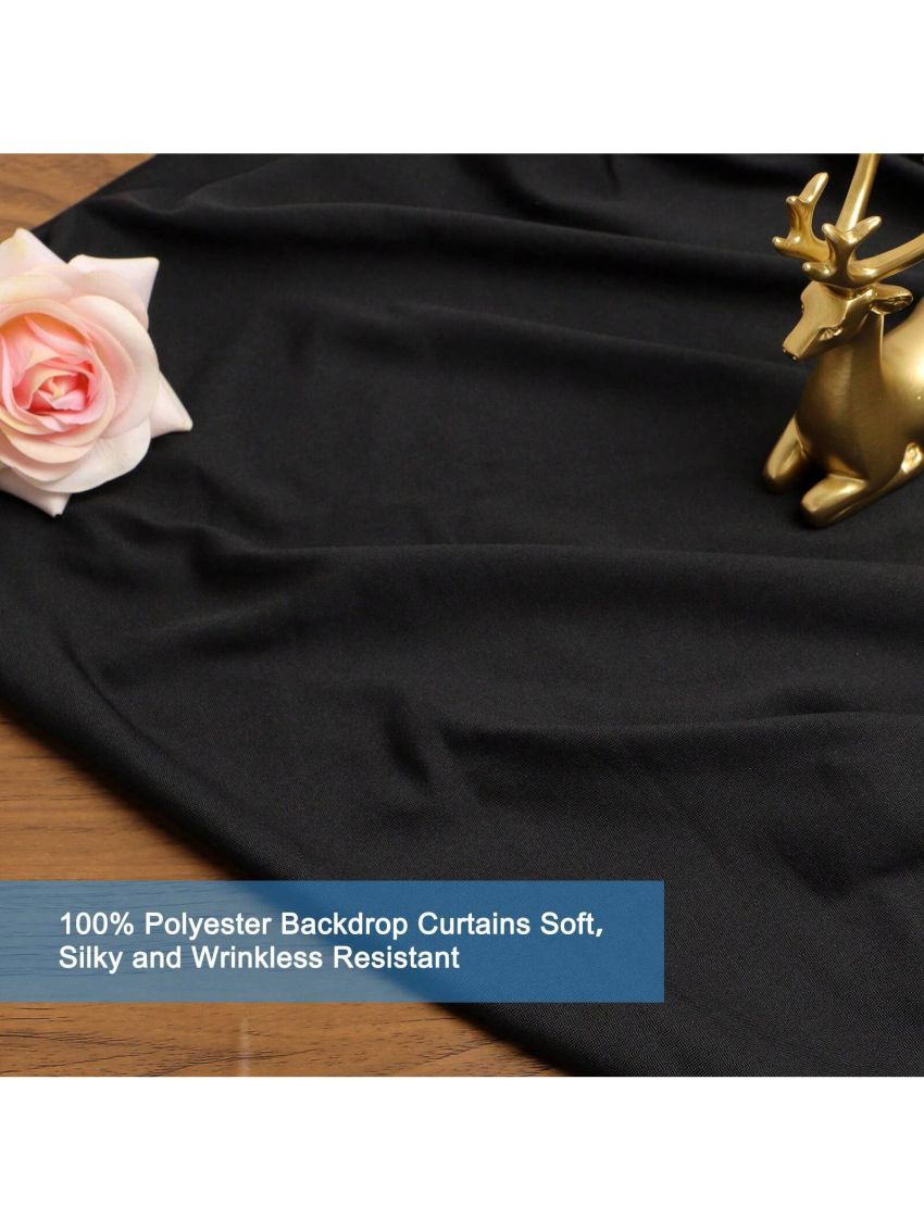 10x10FT Black Backdrop Curtains for Party Wedding Baby Shower Birthday Photoshoot Halloween Decorations, Thick Wrinkle Free Polyester Black Background Drapes with Rod Pockets, 5x10FT 2 Panels