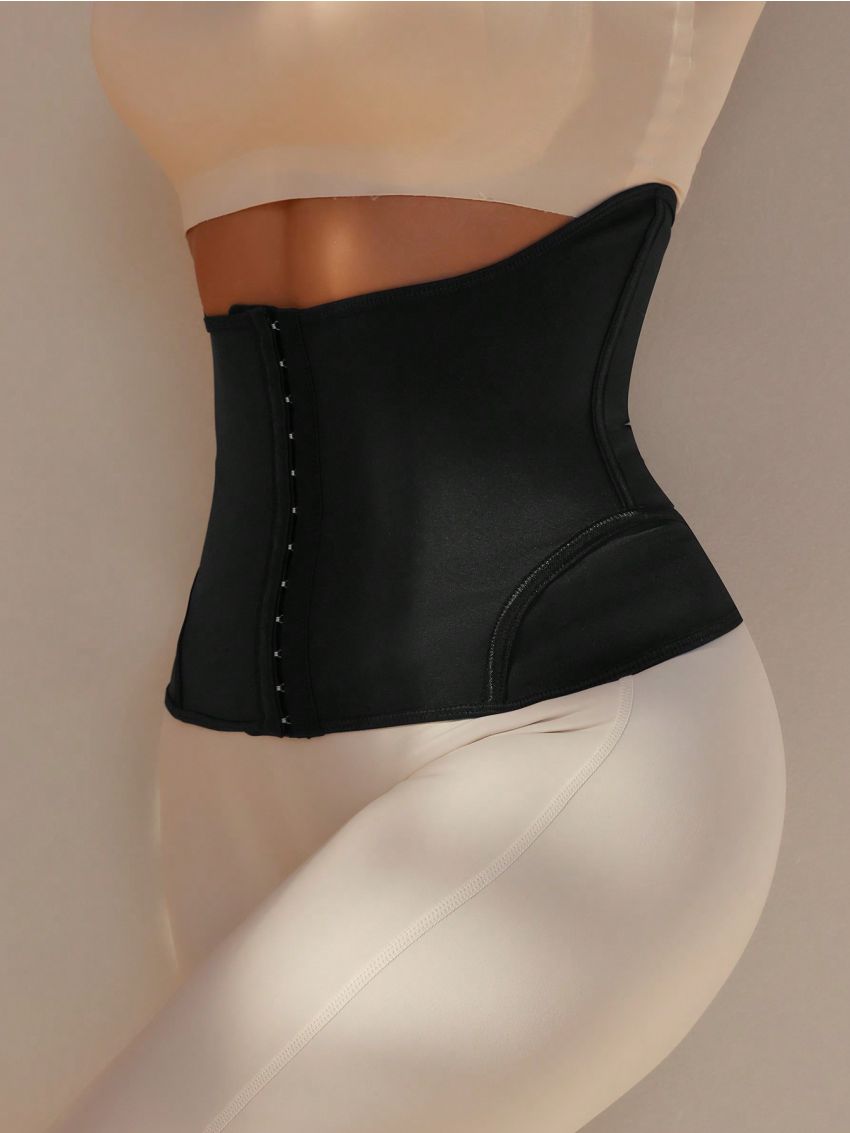 SHEIN Solid Hook And Eye Front Waist Trainer