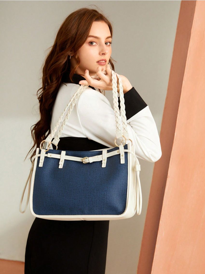 SHEIN BIZwear Braided Strap Minimalist Shoulder Bag