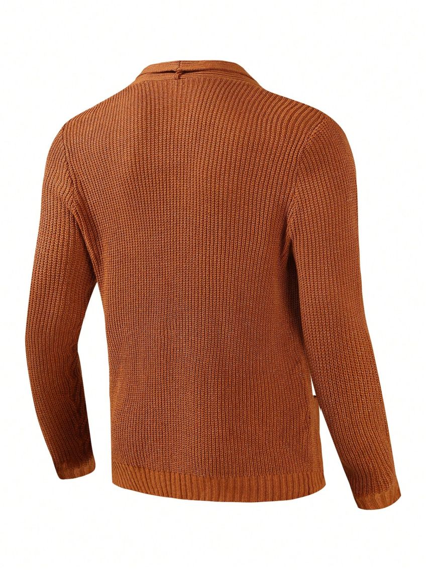 Men's Ribbed Cardigan Sweater With Long Sleeve