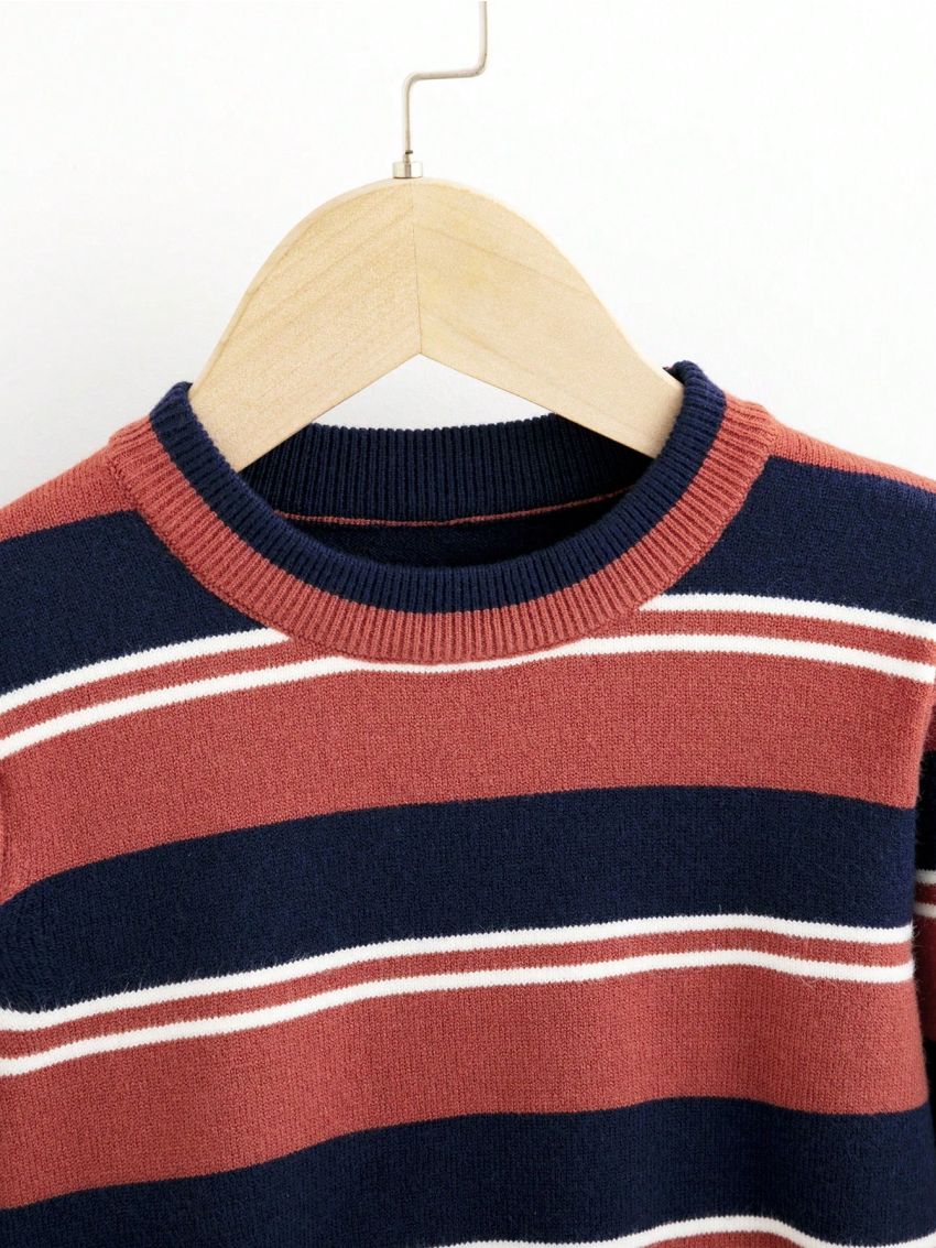 Young Boy Striped Pattern Sweater