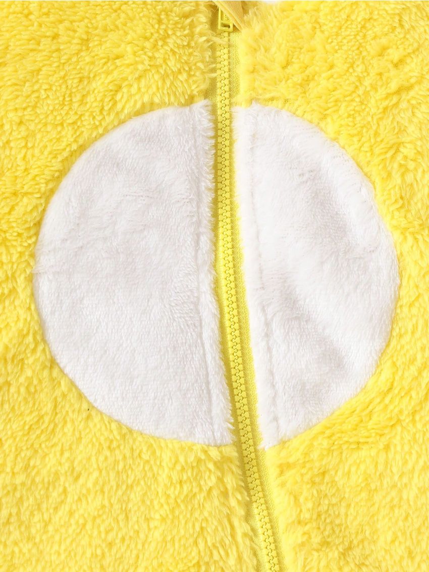 SHEIN Infant Boys' Cute Embroidered Duck Long Sleeve Plush Costume Winter Outfit