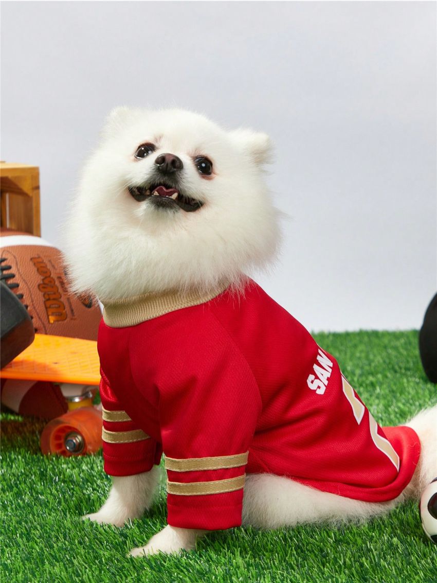 PETSIN Pet Sports Jersey San Francisco Number Print Bird's Eye Fabric Cat And Dog Unisex T-Shirt