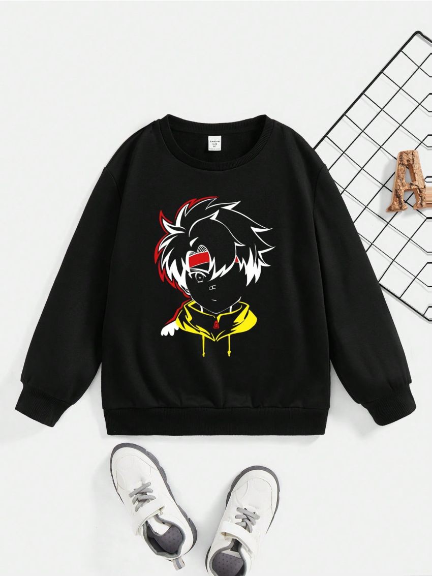 Tween Boy Figure Graphic Thermal Lined Sweatshirt