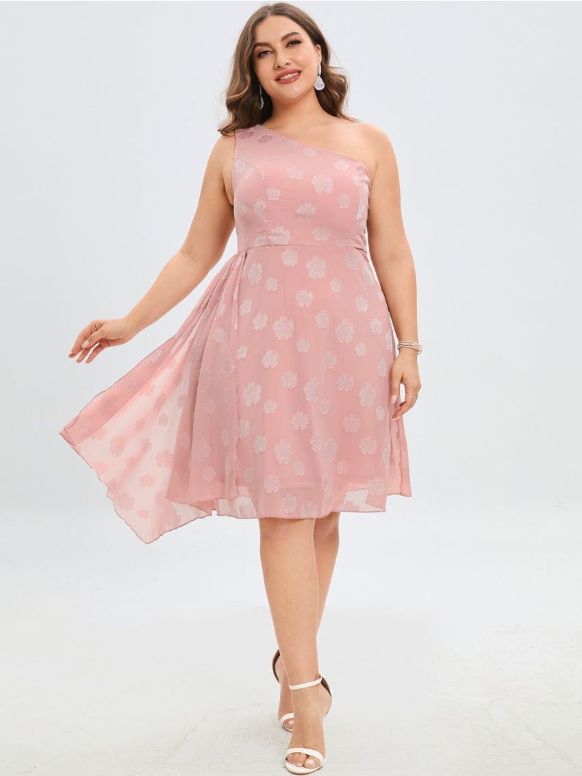 Plus One Shoulder Asymmetrical Hem Chiffon Bridesmaid Dress