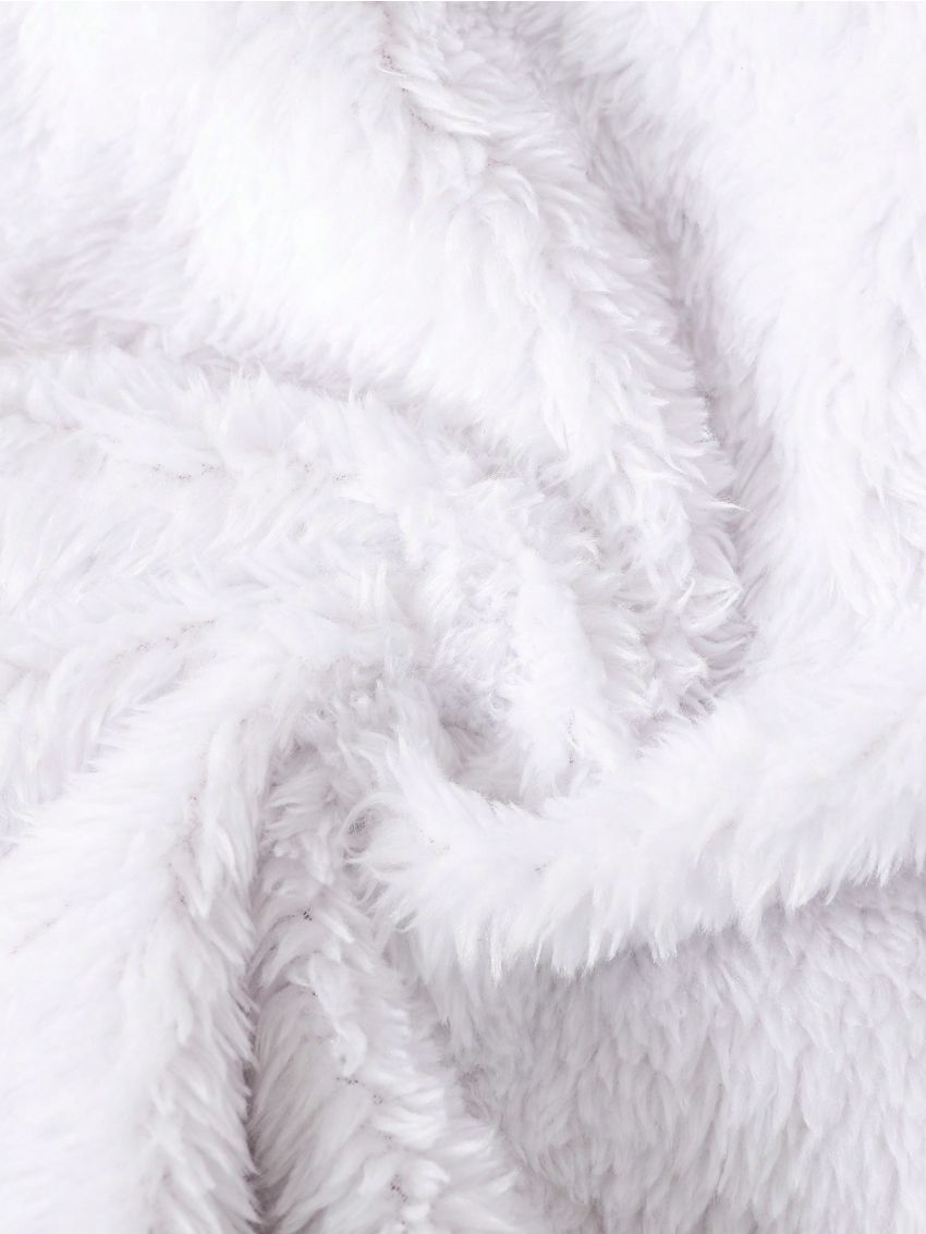 SHEIN Baby Girl Fuzzy Trim Hooded Belted Coat