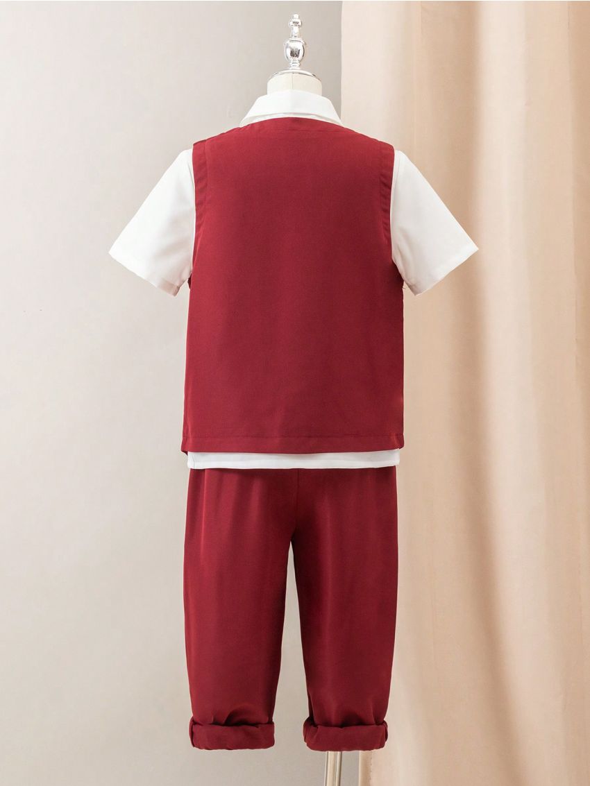 SHEIN Kids FANZEY 3pcs/Set Tween Boys' Gentleman Suit