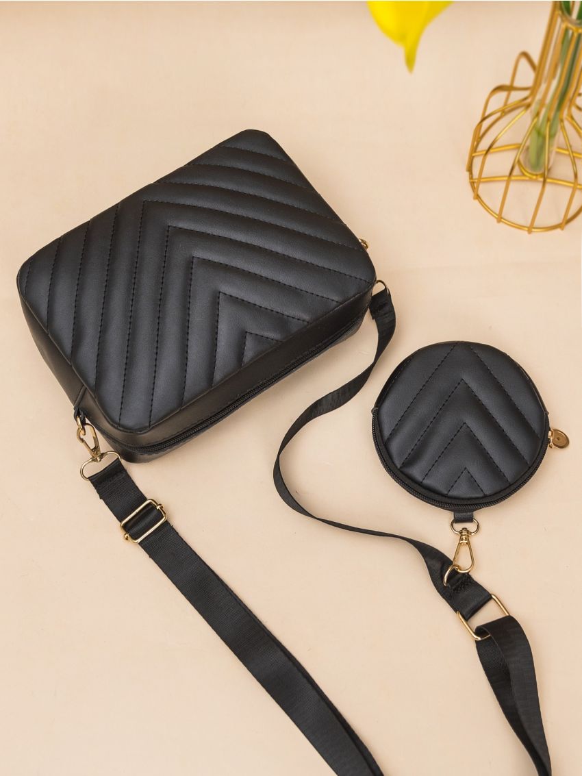 Chevron Square Bag With Coin Purse