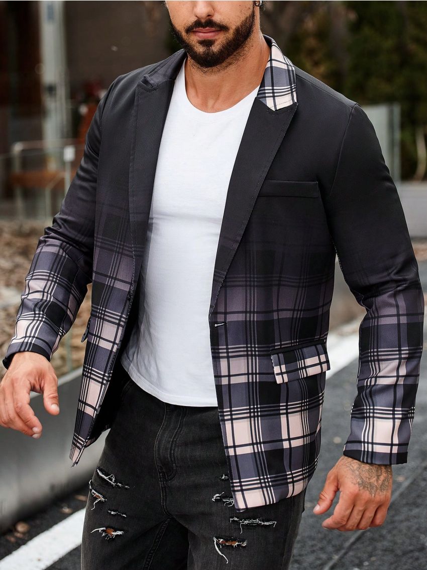 Men's Gradient Plaid Suit