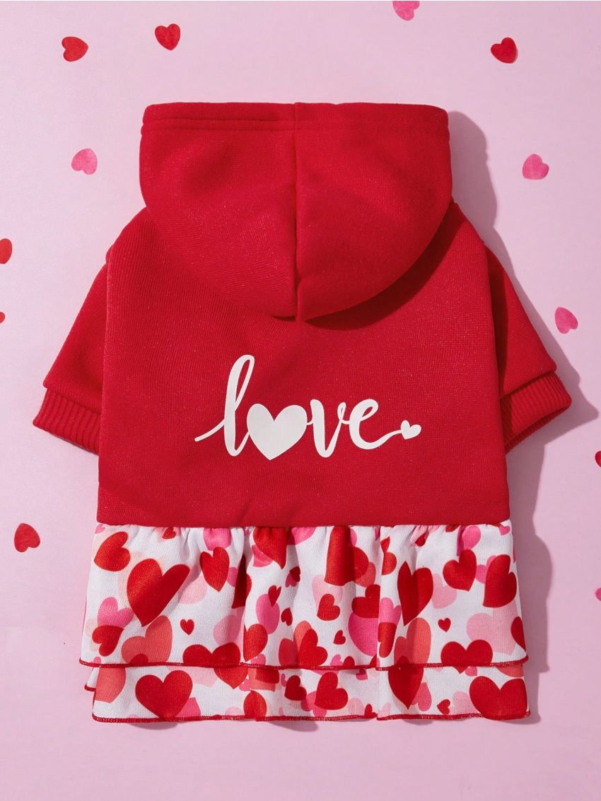 PETSIN 1pc Valentine's Day Love Heart Printed Red Pet Skirt