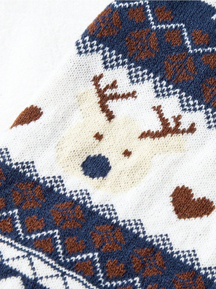 PETSIN Christmas Reindeer & Fair Isle Pattern Blue & White Pet Sweater