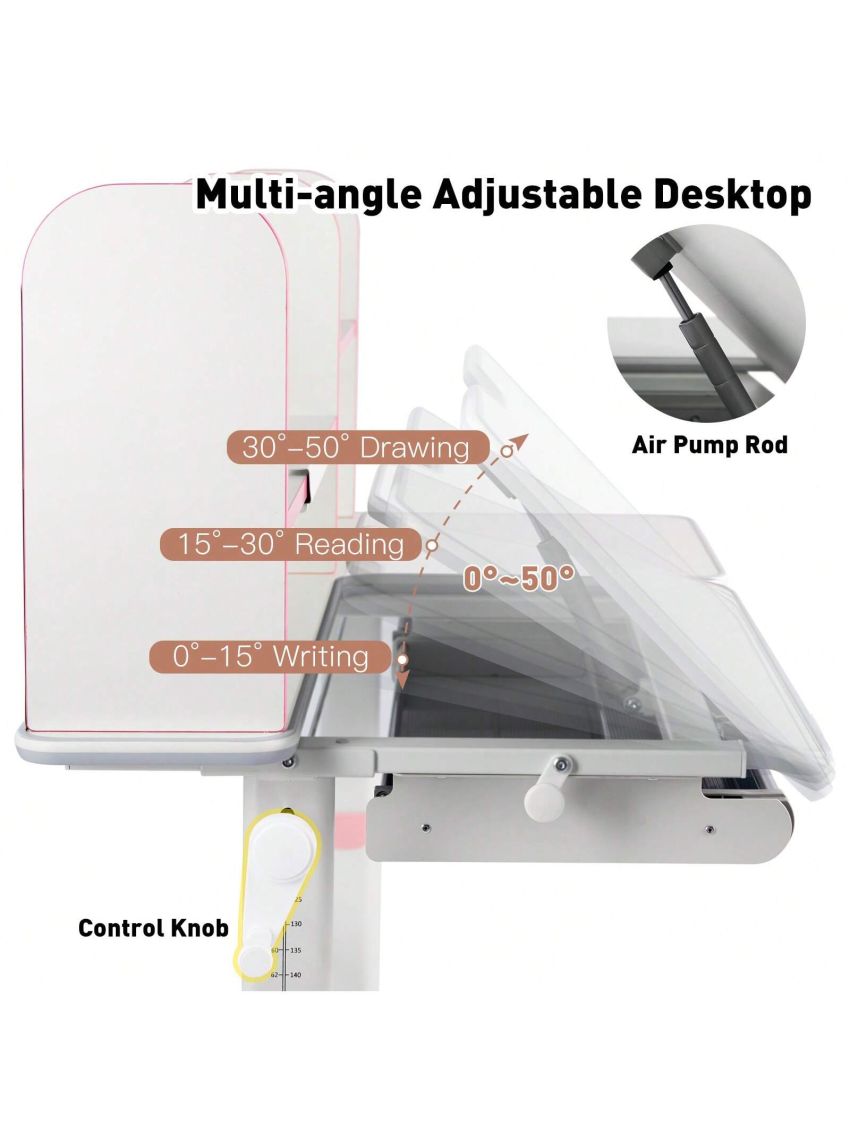 Adjustable Kids Desk with Hutch and Drawers, 40