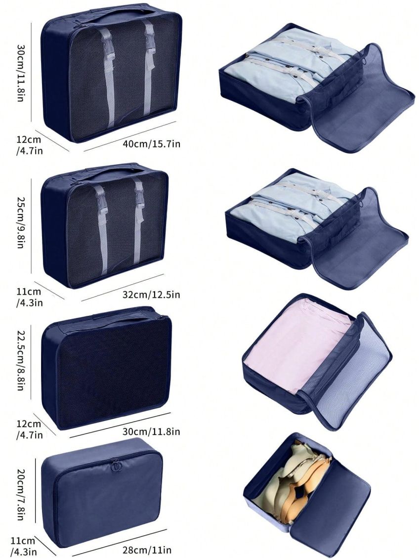 10pcs/set Polyester Travel Toiletry Bag, Modern Portable Makeup Organizer For Travel