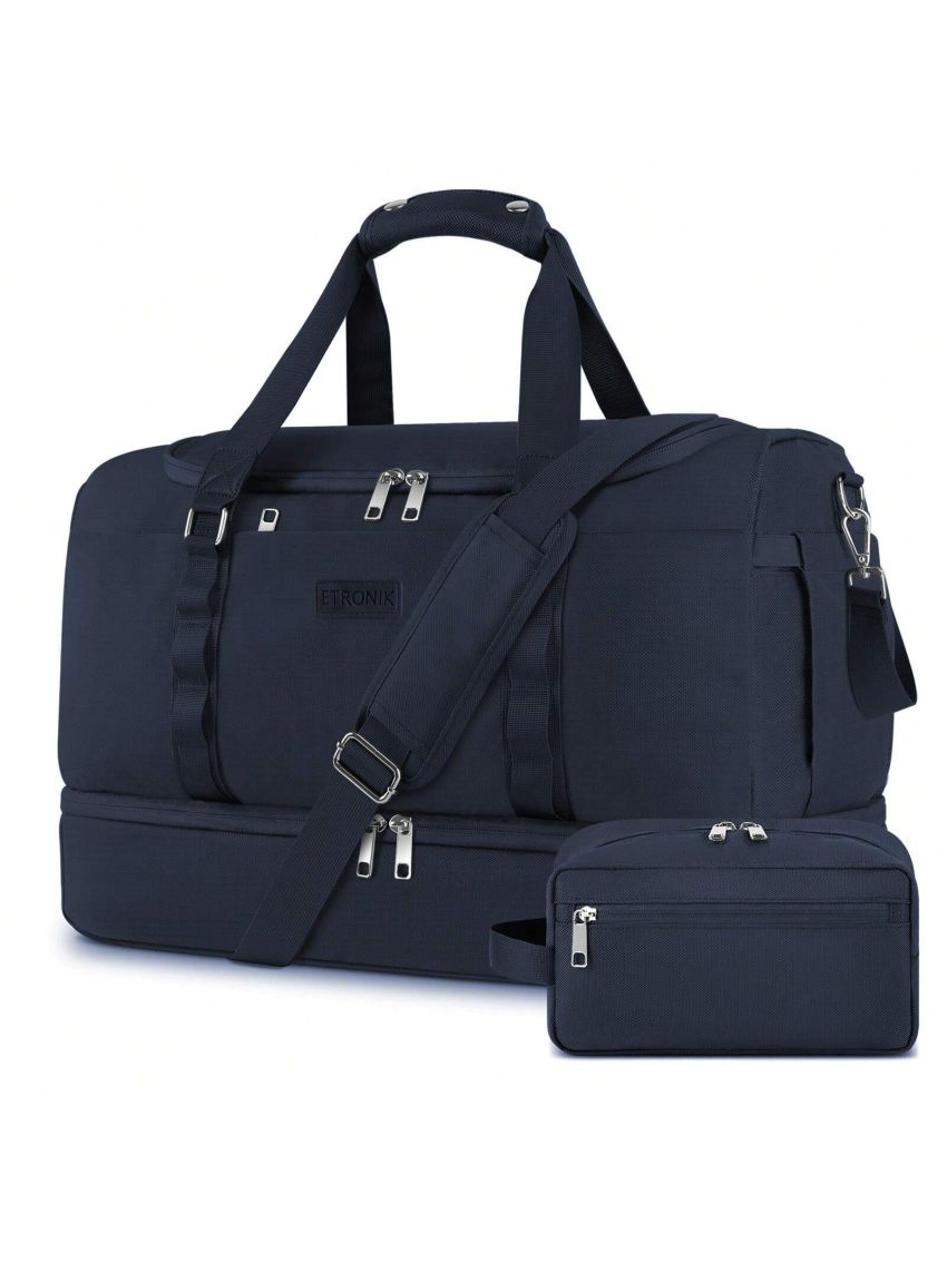 ETRONIK Travel Duffle Bag for Men Women, Carry on Bags for Airplanes with Toiletry Bag, Gym Bag with Shoe Compartment, Weekender Overnight Bag for Sports Business Trip