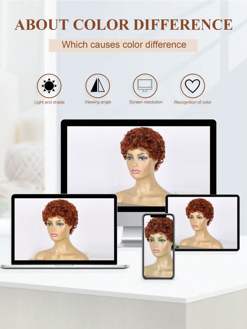 Short Curly Synthetic Hair Wigs For  3Inch Short Afro Kinky Curly Wig Pixie Cut Curly Wigs