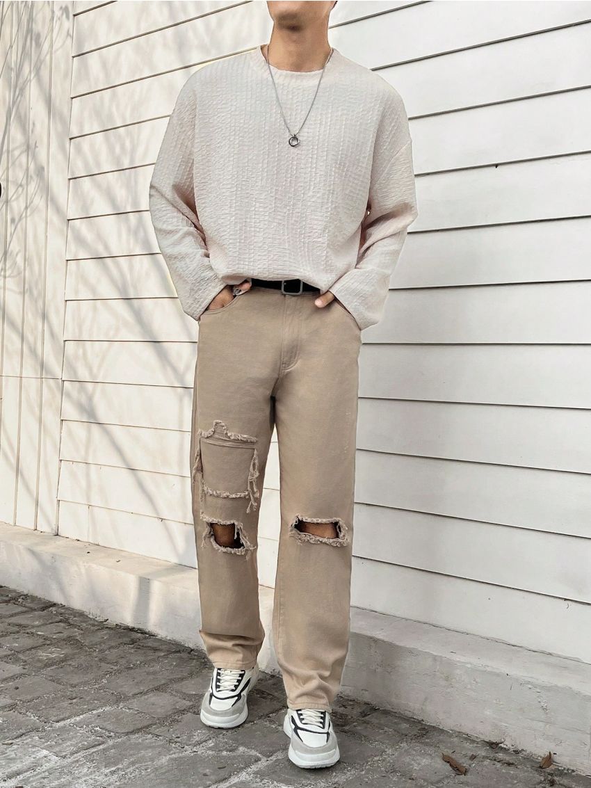 Manfinity Men's Distressed Denim Jeans