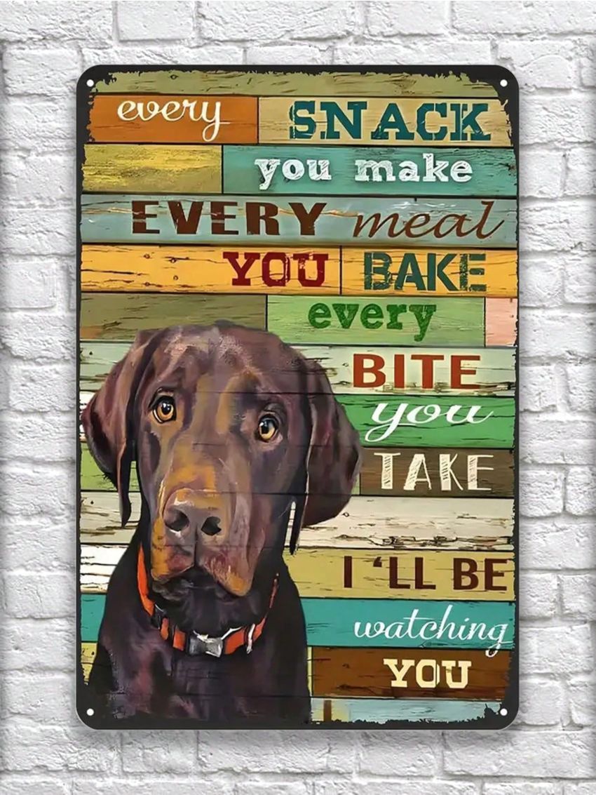 1pc, Chocolate Labrador Metal Sign Rustic Decoration Vintage Tin Sign Home Kitchen Bar Cafe Club Cave Wall Decor Dog Tin Sign (8''x12''20cm30cm), Room Decor, Home Decor