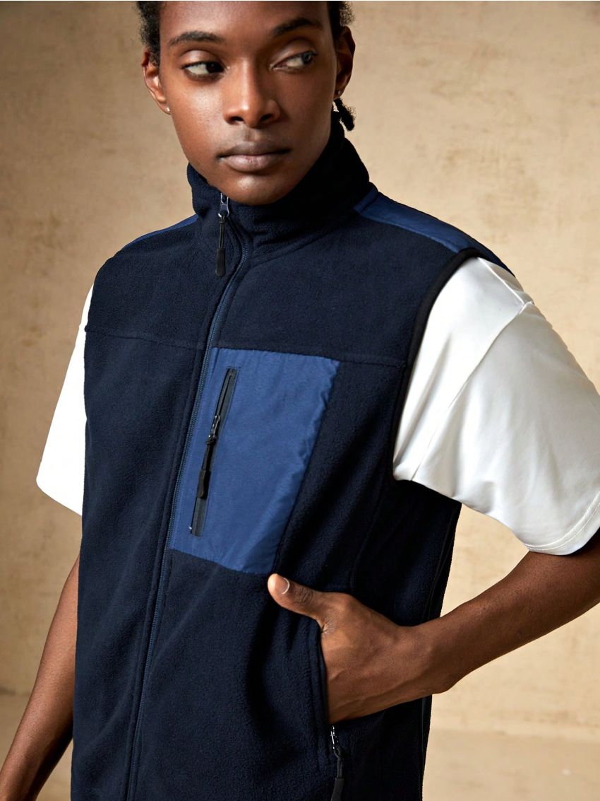 SHEIN In My Nature Men Zip Up Vest Coat