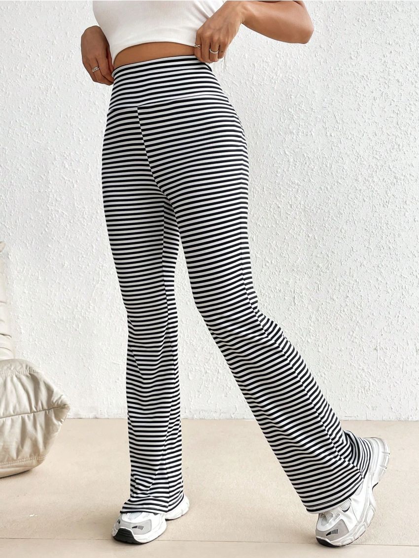 Striped High Waist Flared Pants